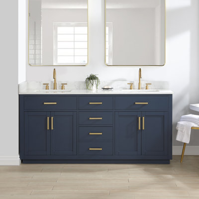 Willa Arlo Interiors Colleyville 72'' Double Bathroom Vanity with Engineered Stone Top & Reviews ...
